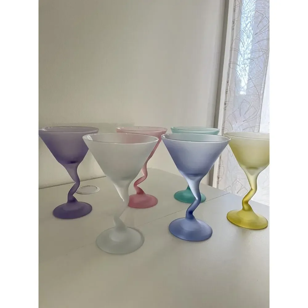 Libbey Watusi Coastal Martini Glass Set Of 6 Mid Century Pastel Retro Stemware - Picture 7 of 8